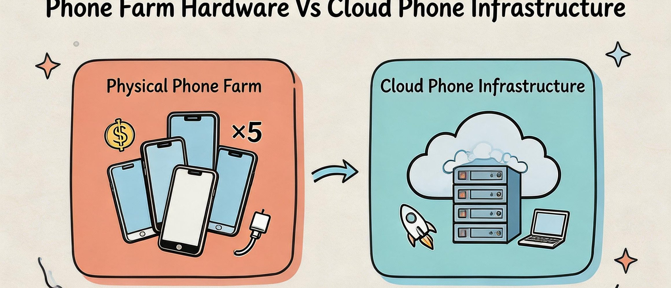 手机农场硬件 vs 云手机基础设施