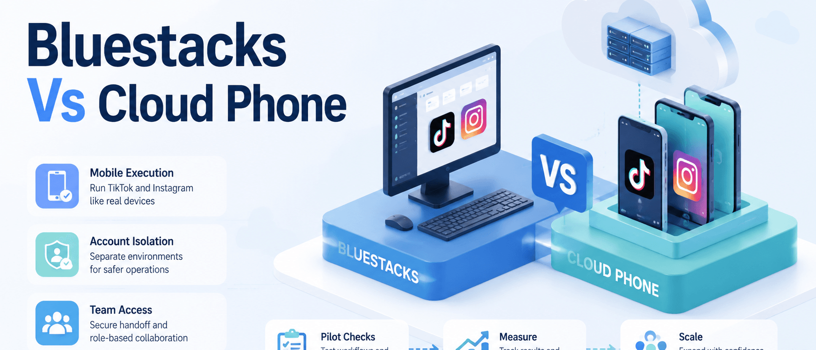 BlueStacks vs 云手机:哪个更适合 TikTok 与 Instagram 账号