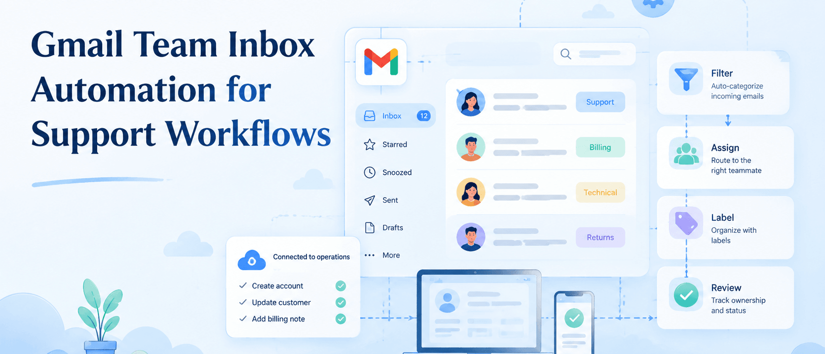 面向支持流程的 Gmail 团队收件箱自动化