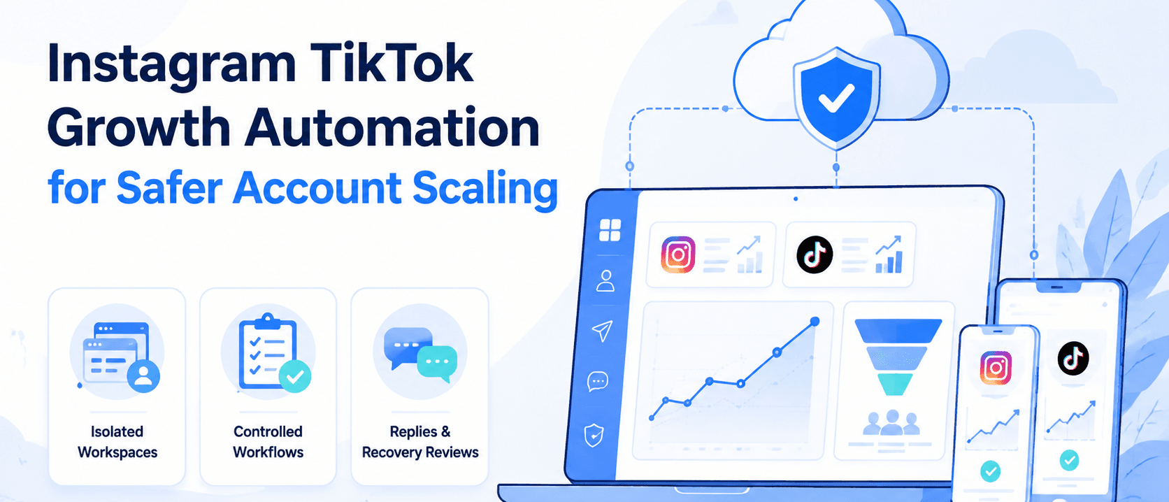 更安全账号扩展的 Instagram TikTok 增长自动化