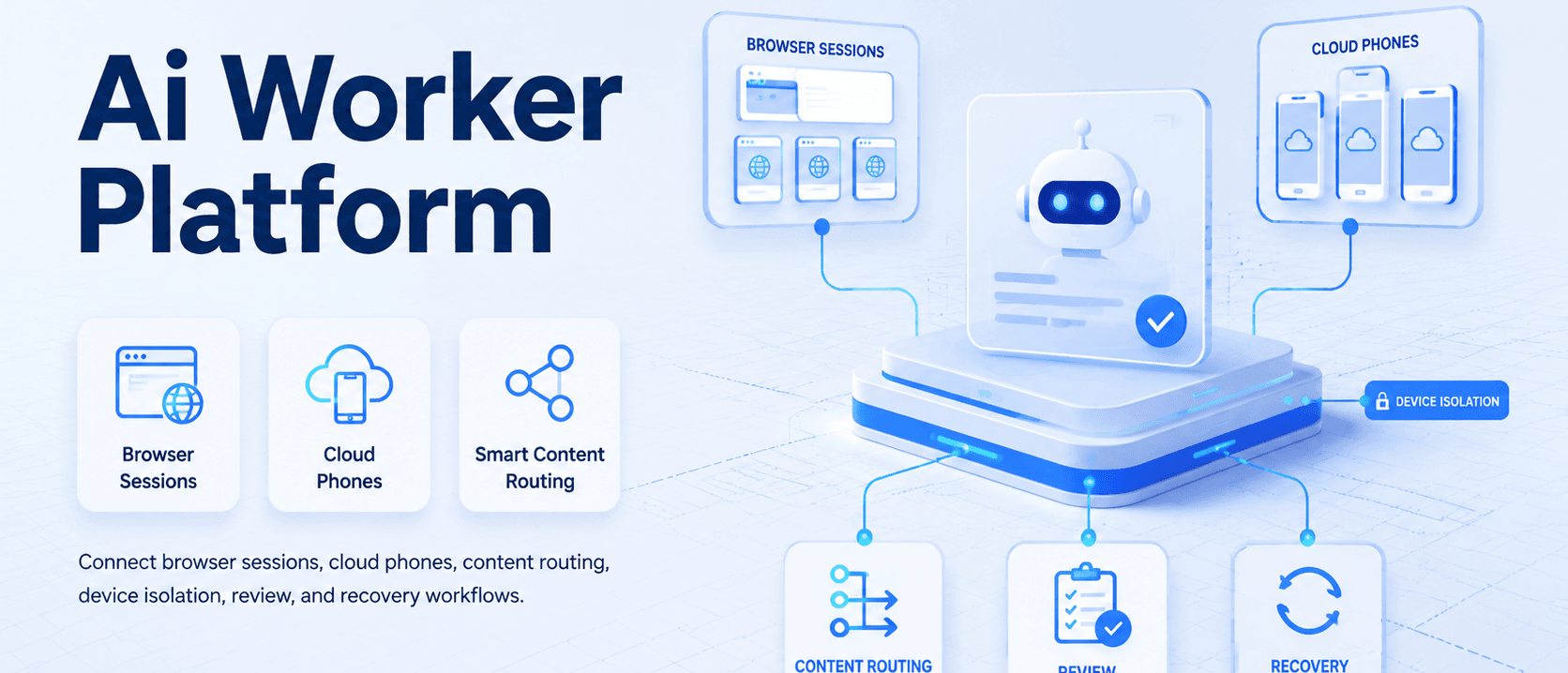 面向浏览器与移动工作流的多账号 AI 工人平台