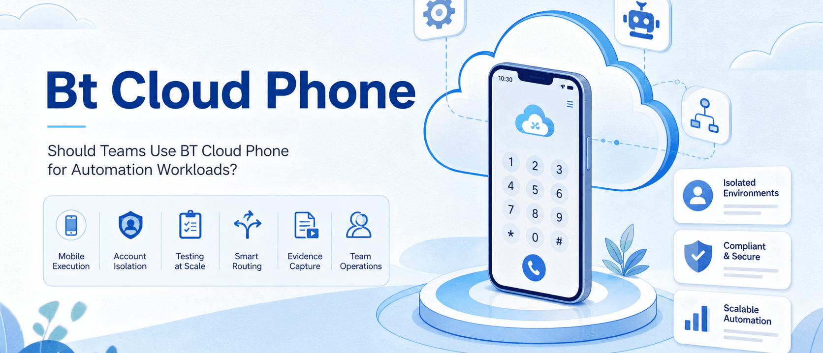 团队是否应使用 BT Cloud Phone 承载自动化工作负载？