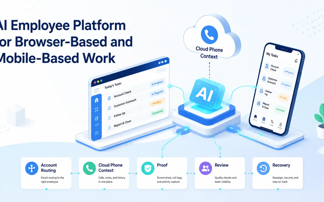 面向浏览器与移动端工作的 AI 员工平台
