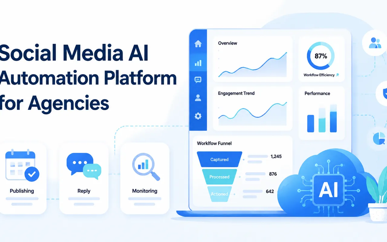 面向代理机构的社交媒体 AI 自动化平台