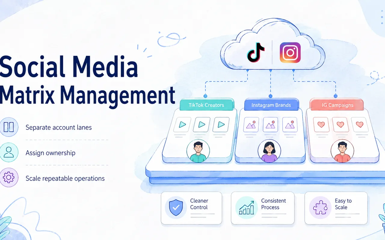 面向 TikTok 与 Instagram 团队的社交媒体矩阵管理